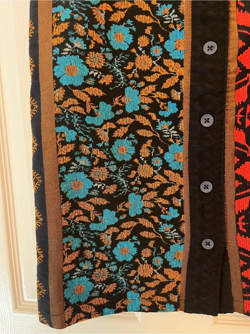 Dolan Left Coast Collection Boho Patchwork Button Front Skirt – XS